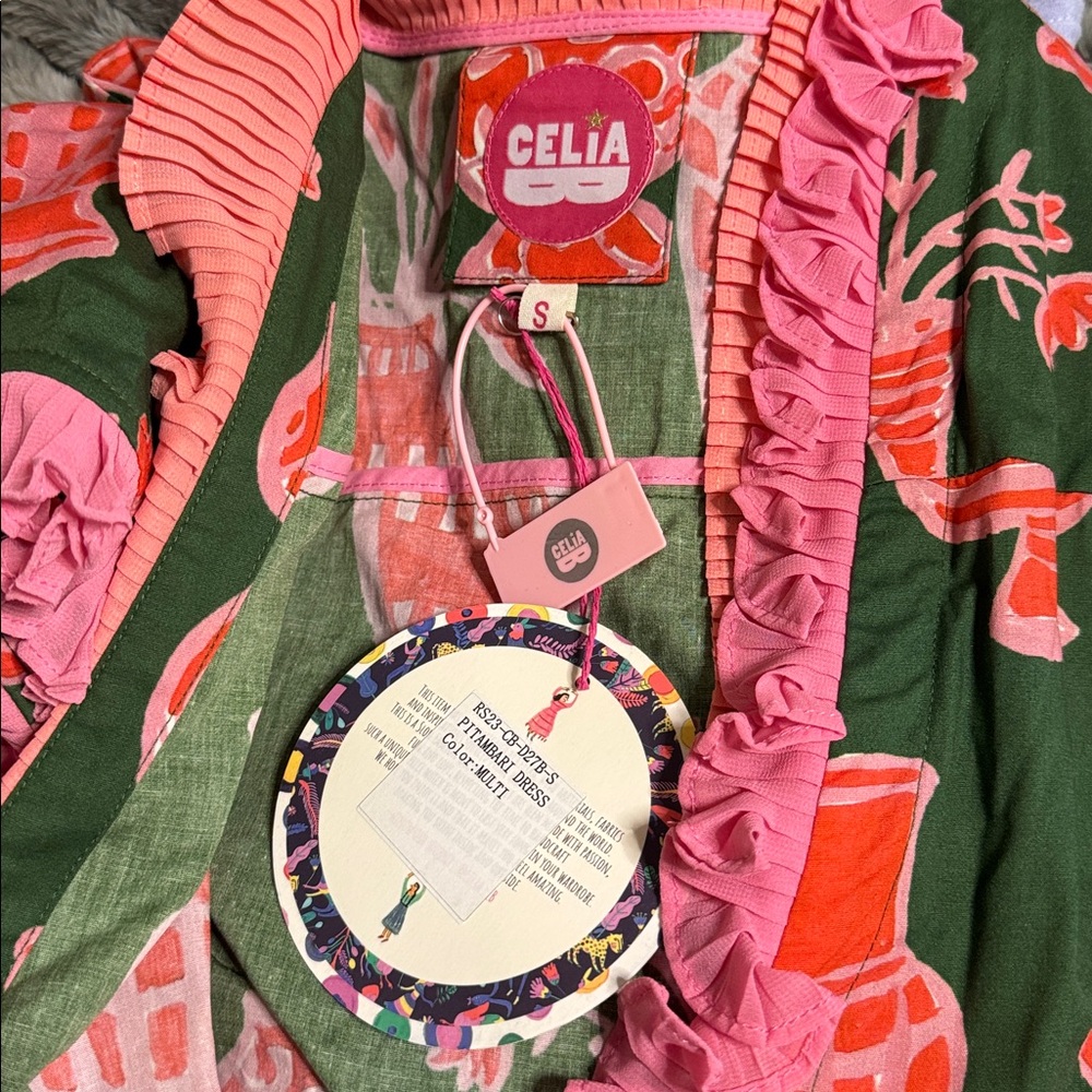 CeliaB Green and Pink Floral Mini Dress - Picture 3 of 3